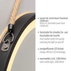 Paul Neuhaus LED Spiegel VIDRO, schwarz,