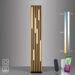 Paul Neuhaus LED Stehleuchte Q-AKUSTIK Holz-natur Smarthome steuerbar