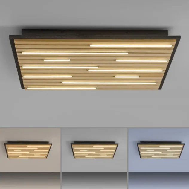 Paul Neuhaus LED Wand- und Deckenleuchte Q-AKUSTIK Holz-naturSmarthome