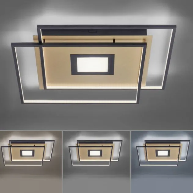 Paul Neuhaus, Q-AMIRA, LED-Deckenleuchte, schwarz-messing, Smart Home