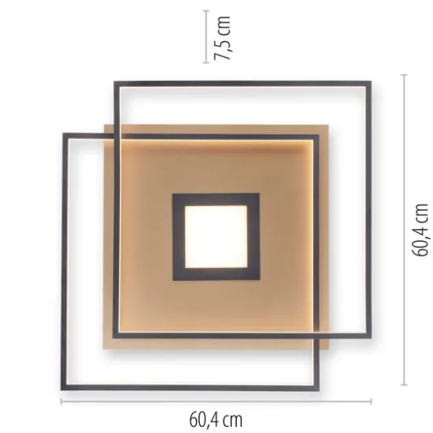 Paul Neuhaus, Q-AMIRA, LED-Deckenleuchte, schwarz-messing, Smart Home