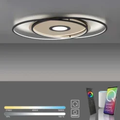 Paul Neuhaus, Q-AMIRA, LED-Deckenleuchte, schwarz-messing, Smart Home