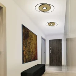 Paul Neuhaus, Q-AMIRA, LED-Deckenleuchte, schwarz-messing, Smart Home