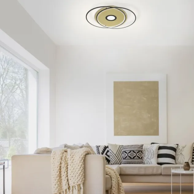 Paul Neuhaus, Q-AMIRA, LED-Deckenleuchte, schwarz-messing, Smart Home