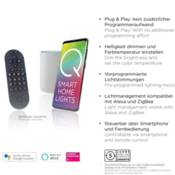 Paul Neuhaus Q BILA LED Deckenleuchte Smart Home mattfarbig Echtholz dimmbar