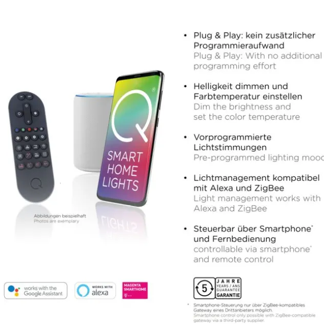 Paul Neuhaus Q BILA LED Deckenleuchte Smart Home mattfarbig Echtholz dimmbar