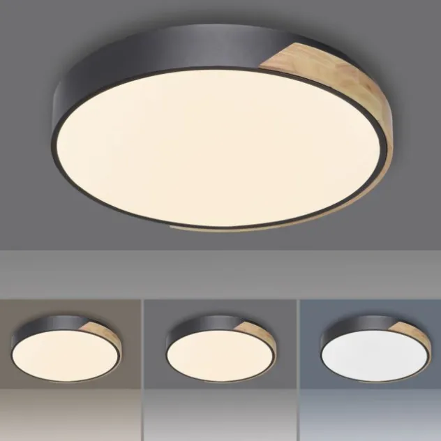 Paul Neuhaus Q BILA LED Deckenleuchte Smart Home mattfarbig Echtholz dimmbar