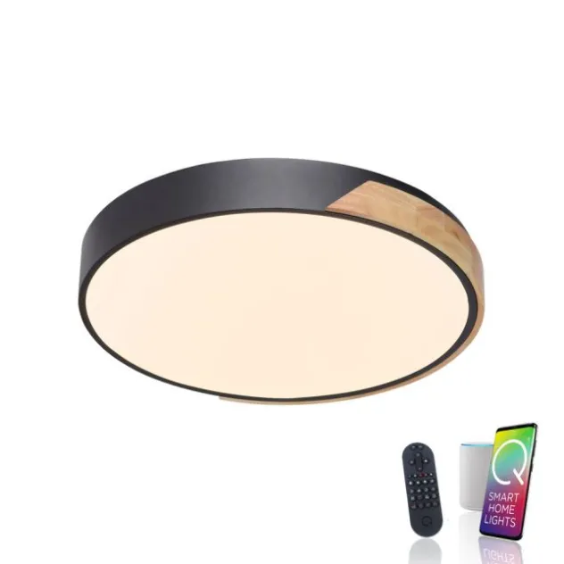 Paul Neuhaus Q BILA LED Deckenleuchte Smart Home mattfarbig Echtholz dimmbar