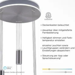 Paul Neuhaus, Q-ETIENNE, LED Pendelleuchte stahl, Smart Home