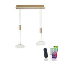 Paul Neuhaus Q ETIENNE Pendelleuchte Smart Home messingfarbig 2 flammig