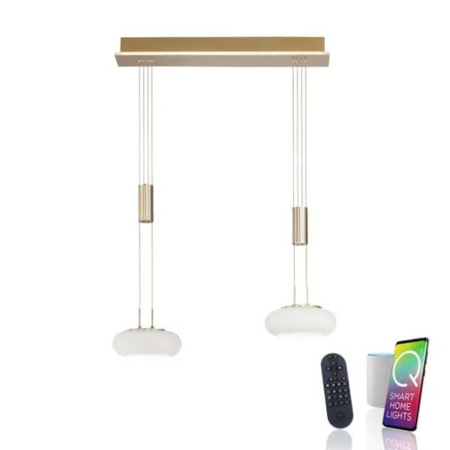 Paul Neuhaus Q ETIENNE Pendelleuchte Smart Home messingfarbig 2 flammig