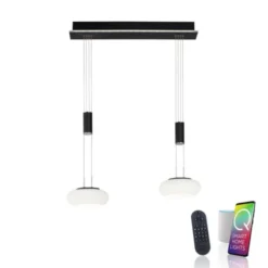 Paul Neuhaus Q ETIENNE Pendelleuchte Smart Home schwarz länglich 2 flammig