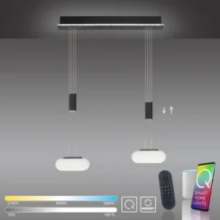 Paul Neuhaus Q ETIENNE Pendelleuchte Smart Home schwarz länglich 2 flammig