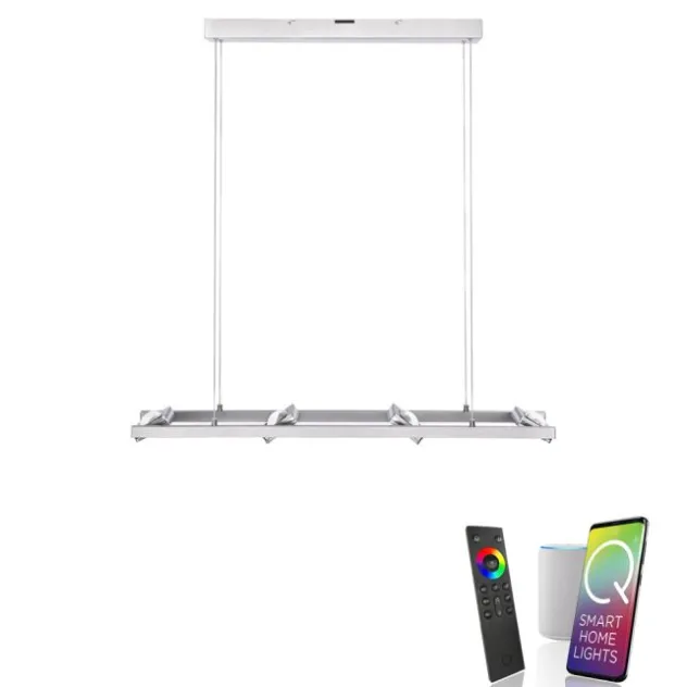 Paul Neuhaus, Q-FISHEYE, LED-Pendelleuchte, silber, dimmbar, Smart Home