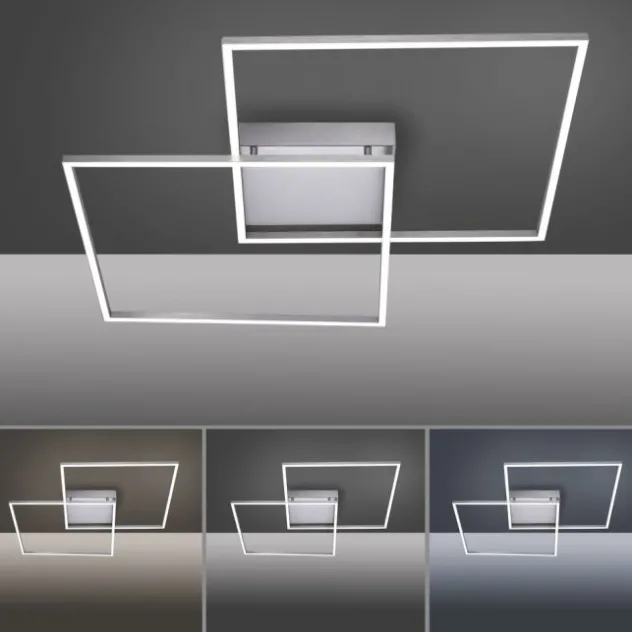 Paul Neuhaus, Q-INIGO, LED-Deckenleuchte, CCT, silber, dimmbar, Smart Home