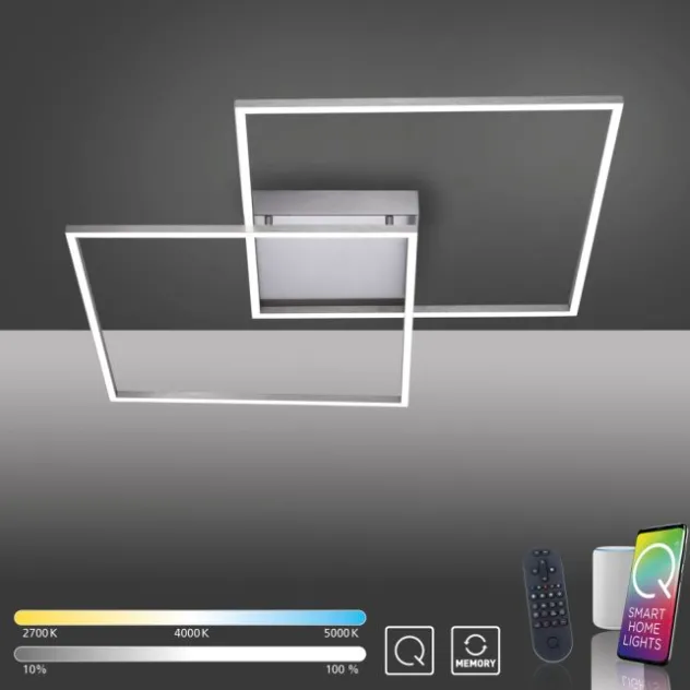 Paul Neuhaus, Q-INIGO, LED-Deckenleuchte, CCT, silber, dimmbar, Smart Home