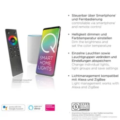 Paul Neuhaus, Q-KATE, LED-Deckenleuchte, 3 Leuchtringe, Smart Home
