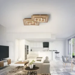 Paul Neuhaus, Q-LINEA , LED-Deckenleuchte, Holzdekor, dimmbar, Smart Home