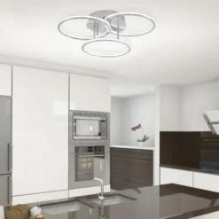 Paul Neuhaus, Q-NEVIO, LED-Deckenleuchte, 3-flg, silber, CCT, Smart Home