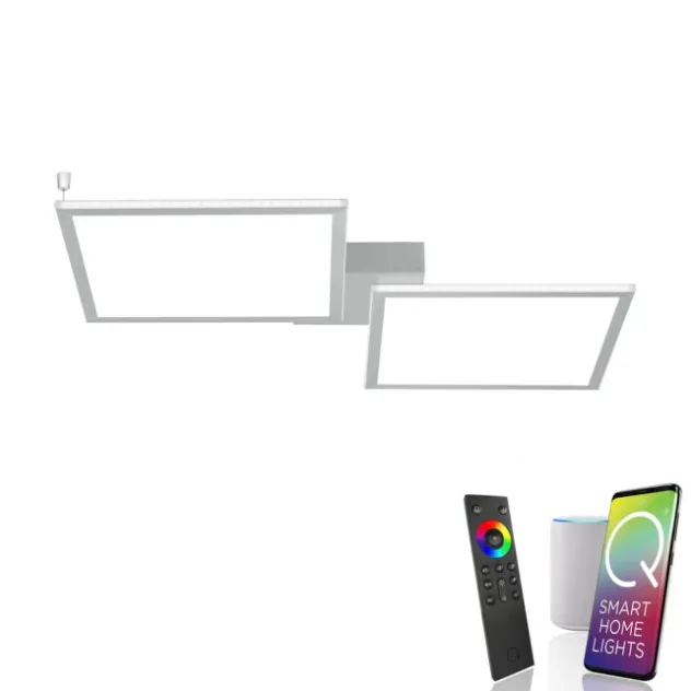 Paul Neuhaus, Q-ROSA, LED-Deckenleuchte, CCT, stahlfarben, Smart Home