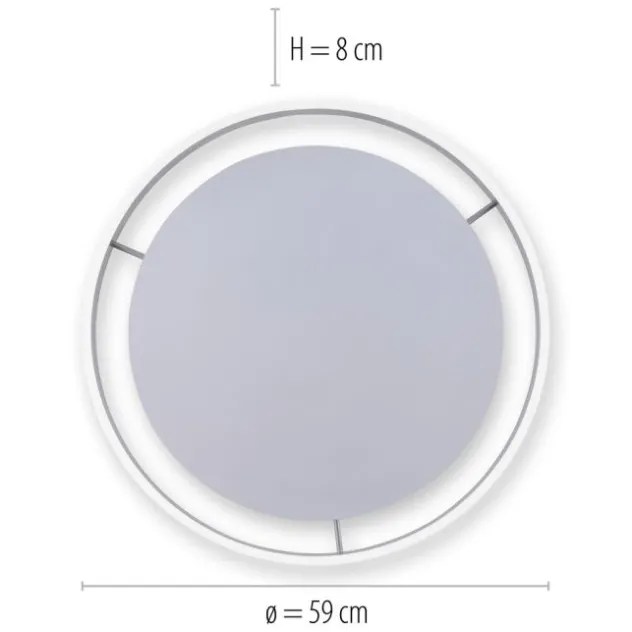 Paul Neuhaus, Q-VITO, LED-Deckenleuchte, Ø 59cm, stahlfarben, Smart Home