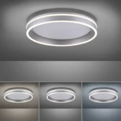 Paul Neuhaus, Q-VITO, LED-Deckenleuchte, Ø 40cm, stahlfarben, rund, Smart Home