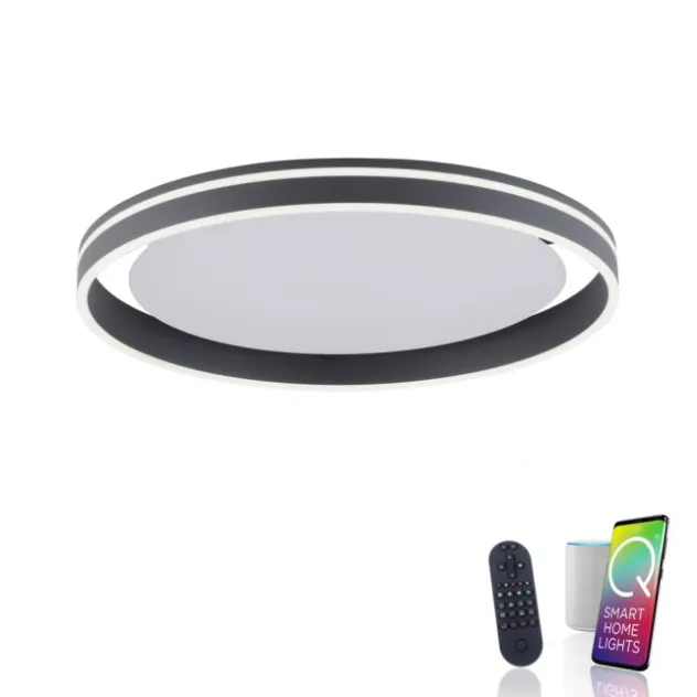 Paul Neuhaus, Q-VITO, LED-Deckenleuchte, anthrazit, Ø 59cm, rund, Smart Home
