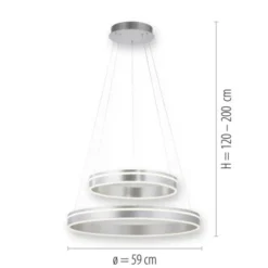 Paul Neuhaus Q VITO LED Hängelampe Smart Home silberfarbig rund doppel Ring Fernbedienung