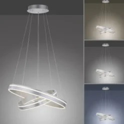 Paul Neuhaus Q VITO LED Hängelampe Smart Home silberfarbig rund doppel Ring Fernbedienung