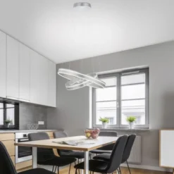 Paul Neuhaus Q VITO LED Hängelampe Smart Home silberfarbig rund doppel Ring Fernbedienung