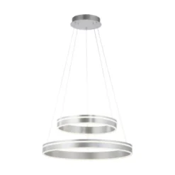 Paul Neuhaus Q VITO LED Hängelampe Smart Home silberfarbig rund doppel Ring Fernbedienung