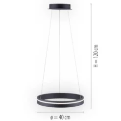 Paul Neuhaus, Q-VITO, LED-Pendellampe, anthrazit, Ø 40cm, Leuchtring