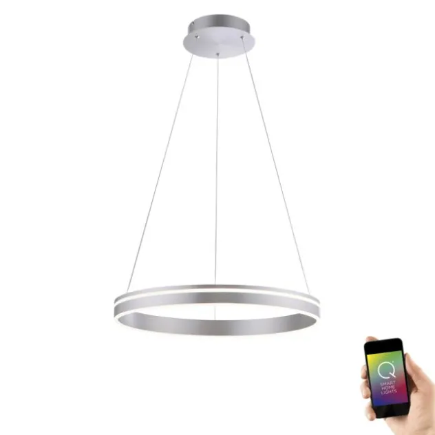 Paul Neuhaus, Q-VITO, LED-Pendelleuchte, rund, Ø 59cm, silbermatt, Smart Home