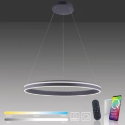 Paul Neuhaus, Q-VITO, LED-Pendellleuchte, anthrazit, Ø 79 cm, Smart Home