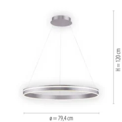 Paul Neuhaus, Q-VITO, LED-Pendelleuchte, Ø 79,4cm, silber, Smart Home