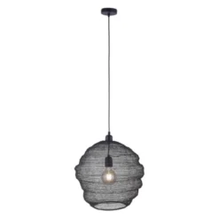 Pendellampe, E27 Fassung, schwarze Netzoptik, Industrial Design, modern