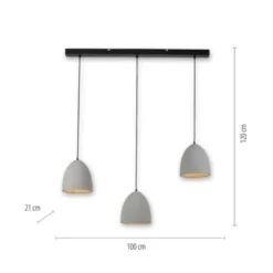 Pendelleuchte, betonfarben, E27, Schirm, 3-flammig, IP20