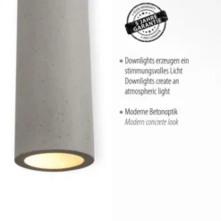 Pendelleuchte, betonfarben, GU10, Innenleuchte, 4-flammig