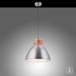 Pendelleuchte, eisenfarben, Holzdekor, Industrial-Stil, Retro Stil