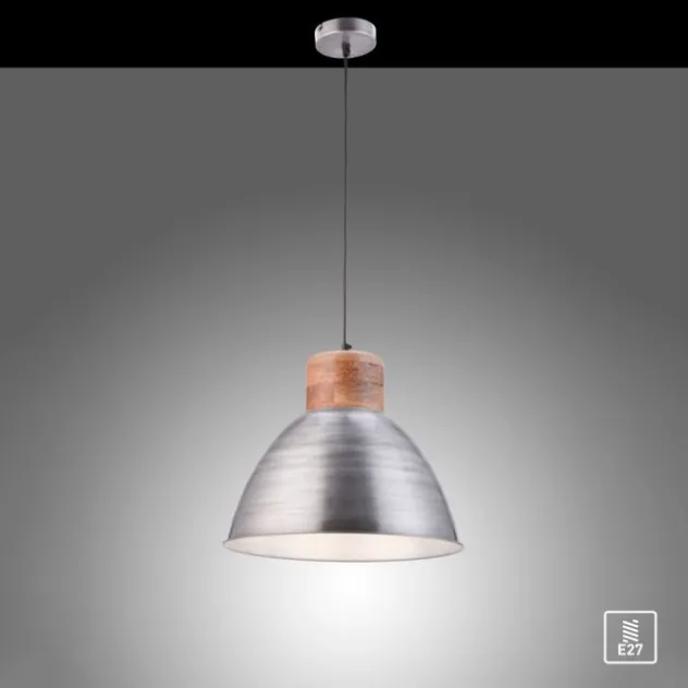 Pendelleuchte, eisenfarben, Holzdekor, Industrial-Stil, Retro Stil