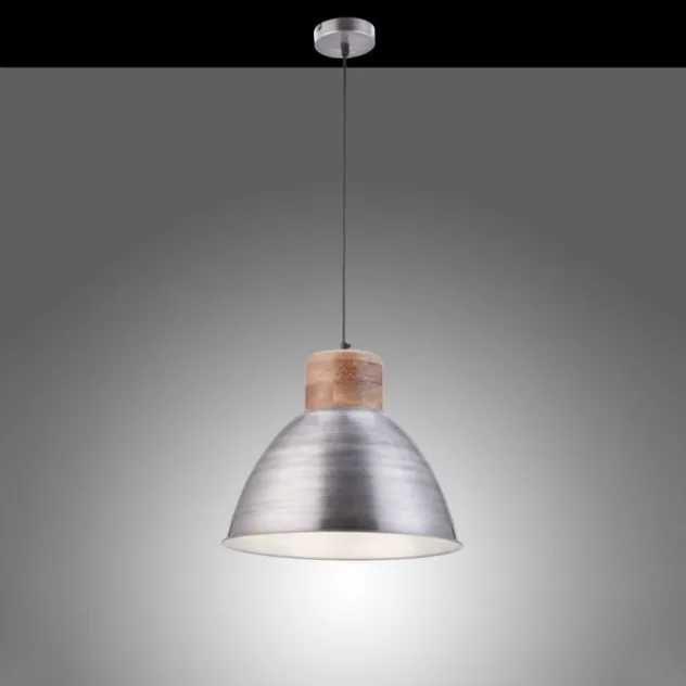 Pendelleuchte, eisenfarben, Holzdekor, Industrial-Stil, Retro Stil