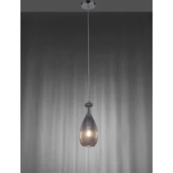 Pendelleuchte, Glas, rauchfarben, oval, Retro Stil, E27 Fassung, modern