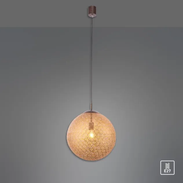 Pendelleuchte, Kugelform, Ø 40cm, goldfarben, brüniert, E27