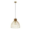 Pendelleuchte, messing, Ø 40cm, Mangoholz, Industrial-Look,