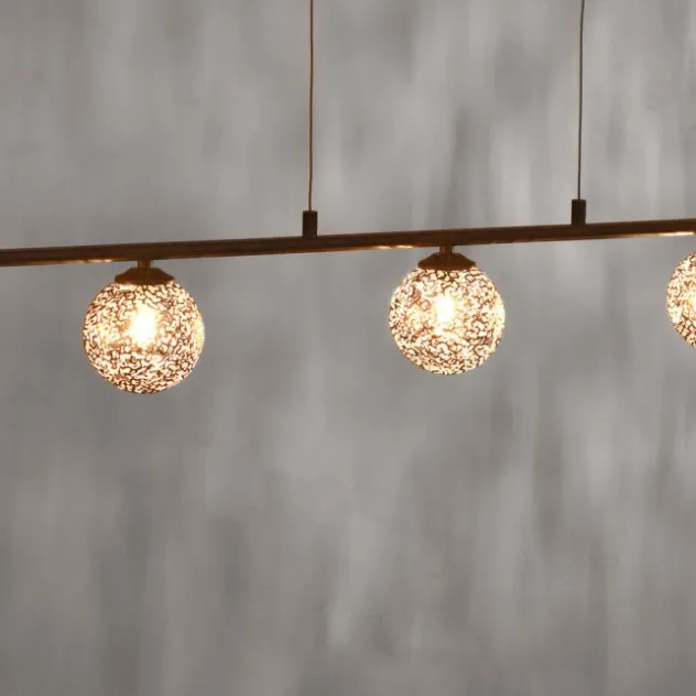 Pendelleuchte, rost, braun-gold, Landhaus-Stil, lichtdurchlässiges Muster