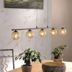Pendelleuchte, rost, braun-gold, Landhaus-Stil, lichtdurchlässiges Muster