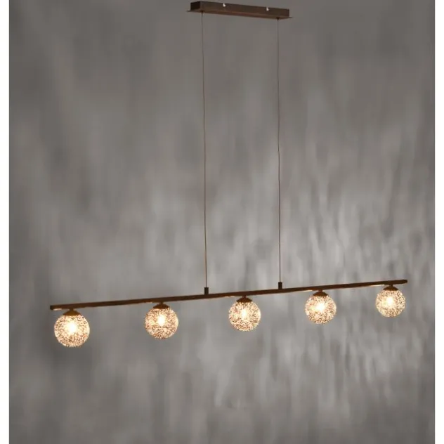 Pendelleuchte, rost, braun-gold, Landhaus-Stil, lichtdurchlässiges Muster