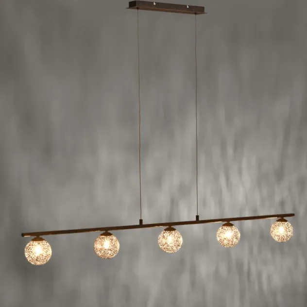 Pendelleuchte, rost, braun-gold, Landhaus-Stil, lichtdurchlässiges Muster