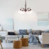 Pendelleuchte, rostfarben, Landhaus-Stil, 5-flammig, E14 Fassung