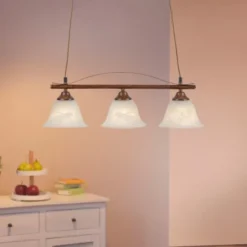 Pendelleuchte, rostfarben, Landhaus-Stil, 3-flammig, E14 Fassung